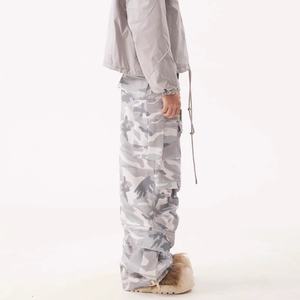 Pantalon cargo tactique camouflage coupe ample pour homme, style parachutiste, en sergé, avec poches cargo vintage, effet empilé, style urbain, vente en gros - Product Image 5