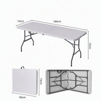 Table pliante d'extérieur portable pas chère, 6 pieds, blanche/noire, en plastique, design moderne pour les dîners, les événements et les fêtes