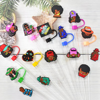 Accessoires de mode réutilisables pour pailles : Capuchons de paille en silicone noir de 10 mm, motif Black History, pour gobelets à boire – Vente chaude