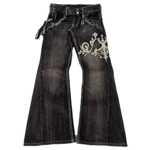 <span class=keywords><strong>Vaqueros</strong></span> Casuales y Elegantes para Mujer, Estilo Vintage Y2K, <span class=keywords><strong>Vaqueros</strong></span> Anchos de Mezclilla Lavada con Bordado - Product Image 4