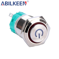 Interrupteur à bouton-poussoir en métal étanche 12V 24V 220V Momentané / à verrouillage pour tableau électrique et système de contrôle