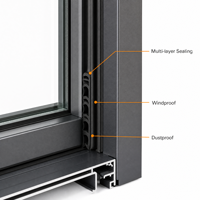 Fenêtre coulissante en aluminium avec cadre durable, bonne résistance aux intempéries, longue durée de vie pour les projets d'installations publiques