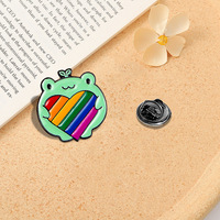 Broches mignonnes en forme de grenouille avec drapeau coloré – Message d'amour et d'acceptation en alliage, idéales pour les fêtes, les fiançailles ou comme cadeau