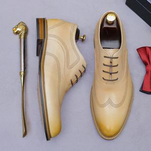 Chaussures pour hommes en cuir véritable britannique, style professionnel clair, rehaussantes invisibles de 5,5 cm, avec gravure intérieure pour augmenter la taille - Product Image 3