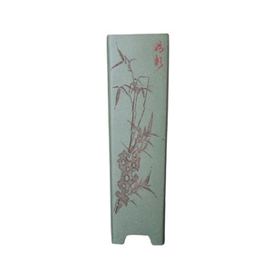 Maceta de arcilla morada hecha a mano, de forma cuadrada, con diseño de bambú grabado, para plantar bonsáis. - Product Image 5