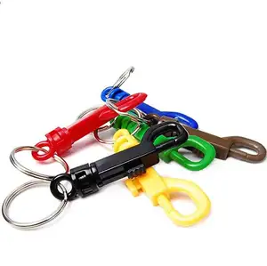 Plastic Snap Hooks Rotary Cord Hole 6.5mm With Split Keychain O-Ring 30mm