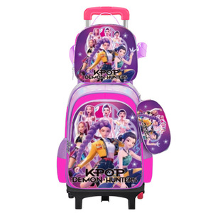 Juego <span class=keywords><strong>de</strong></span> Tres Piezas <span class=keywords><strong>de</strong></span> Mochila Escolar con Ruedas Universales para Estudiantes <span class=keywords><strong>de</strong></span> Primaria, Lonchera y Estuche para Lápices, Diseño <span class=keywords><strong>de</strong></span> Anime y Dibujos Animados - Product Image 1