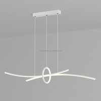Luminaire suspendu LED moderne minimaliste à courbes croisées et anneaux, 3 couleurs changeantes, pour salle à manger, îlot de cuisine