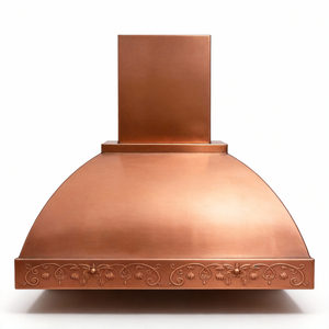 <span class=keywords><strong>Hotte</strong></span> de cuisine en cuivre sur mesure, artisanale, avec patine antique et motif floral, pour cuisine de villa de luxe de style toscan ou méditerranéen - Product Image 2