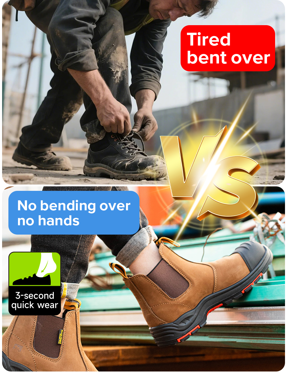 Approved Green Triangle Cowboy Safety Boots Work Shoes Z195