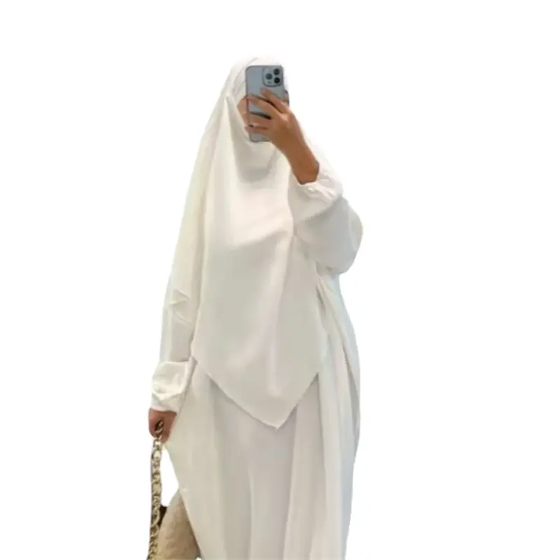 9169 Hijab Khimar und Abaya Jilbab 2-teiliges Set passende muslimische Damenkleider Ramadan Eid Gebetskleid Niqab islamisch Dubai Burqa