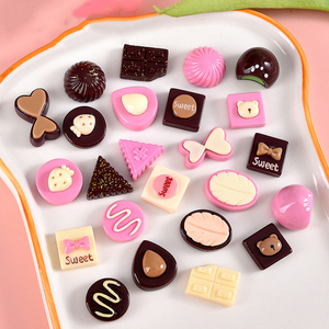 Mini figurines en résine à dos plat, motifs biscuits au chocolat de dessin animé, pour DIY, accessoires de coque de téléphone, bijoux, jouets alimentaires pour maison de poupée - Product Image 2