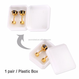 <b>Cheap</b> Old Fashion Model Stainless Steel Screw Plug Stud Earrings Triangle <b>Crystal</b> Obsidian Fashion Earring Wholesale - Product Image 5