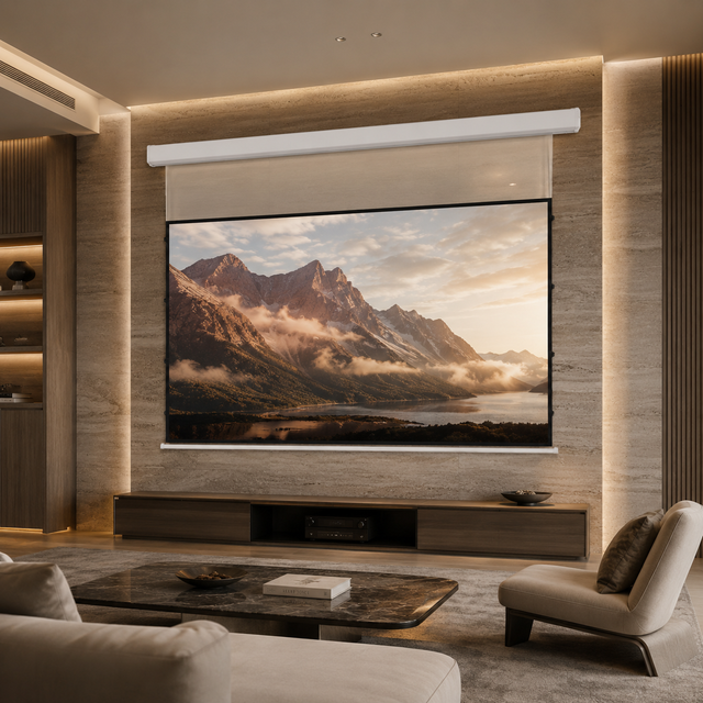 Electric Projection Screen Tab Tension Motorized Matte White 4K Ultra HD Retractable Home Cinema Projector Screen 100 120 150
