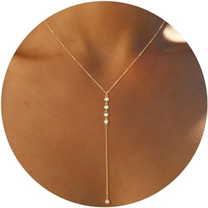 <span class=keywords><strong>Foxgirl</strong></span> Lariat chaîne en or Dainty pendentif en forme de Y collier Long collier pour femmes filles cadeau - Product Image 2