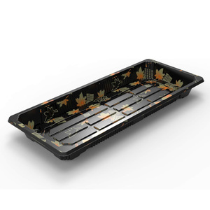 Bandeja de Sushi Rectangular Desechable con Diseño de Hoja de Arce, 7 Tamaños, Contenedor de Sushi con Tapa Transparente de PET - Product Image 4
