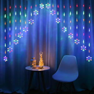 New Led Curtain String Lights <strong>Door</strong> Window Room Festive Decoration Lamp Snowflake Shaped Curtain Hanging Icicle Garland Light - Product Image 4