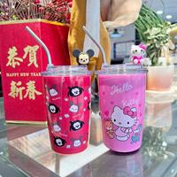 Tasse à paille en acier inoxydable isolée à l'ours fraise de style dessin animé tasse à café de bureau portable de grande valeur avec paille pour les enfants