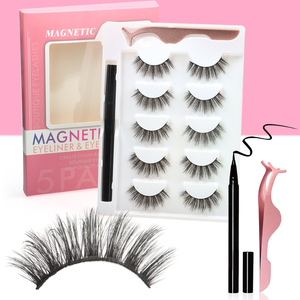 Coeur fille 5 paires de <span class=keywords><strong>cils</strong></span> <span class=keywords><strong>magnétiques</strong></span> Kit <span class=keywords><strong>avec</strong></span> <span class=keywords><strong>pince</strong></span> à épiler et eyeliner réutilisable bouclés gratuit doux <span class=keywords><strong>faux</strong></span> vison <span class=keywords><strong>cils</strong></span> livraison directe - Product Image 2