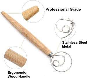 Danish Dough Whisk Bread Whisk Hook Stainless Steel & Wood <b>Eco</b>-Friendly Hand Mixer <b>Egg</b> Tools for Kitchenware - Product Image 4