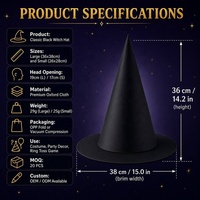 Topi Penyihir Hitam Klasik untuk Halloween-2 Ukuran Dapat Dilipat Ringan Serbaguna Kain Oxford Dekorasi Pesta Kostum Permainan |   Grosir
