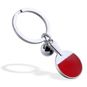 Promotional Table Tennis Keychain Blank Ball Sports Game 3D Metal Key Chain Free Design Club Metal PVC Ring Holders Supplier