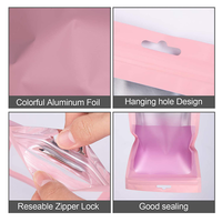 Sacs refermables en aluminium mat coloré réutilisables de 4*6 pouces, sacs en mylar anti-odeur pour colliers et boucles d'oreilles, pochette rose