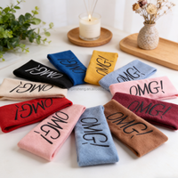 OMG Bandeau de sport réutilisable antidérapant en tissu à bord large pour femme, 13 couleurs, brodé, pour yoga, spa, maquillage, cheveux et bain