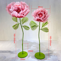 Vente en gros de fleurs géantes en papier sur pied pour accessoires de mariage fleurs en papier crépon décoration de fleurs géantes en rose coquelicot