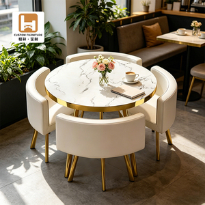 2026 Custom Modern Minimalist Small Kitchen Furniture <strong>Round</strong> <strong>Marble</strong> Metal <strong>4</strong> Seater <strong>Dining</strong> Room <strong>Table</strong> <strong>Set</strong> With <strong>4</strong> Chairs - Product Image 2