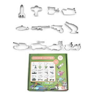 Juego de moldes para cortar galletas de acero inoxidable con formas militares de 12 piezas de alta calidad, molde para sellos de galletas DIY para hornear herramientas de cocina - Product Image 2