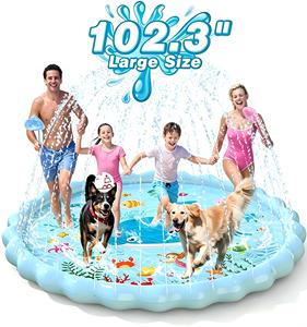Alberca de Agua Inflable de PVC con Diseño Oceánico de 102.3 Pulgadas para Niños, Juegos Acuáticos de Verano para el Patio Trasero - Product Image 1