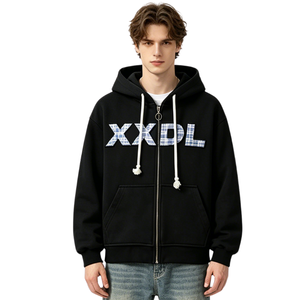 เสื้อฮู้ดซิปโอเวอร์ไซส์ผ้าฝ้ายฟลีซหนานุ่มสำหรับฤดูหนาว สไตล์ Y2K สตรีทแวร์ทรงหลวม แต่งลายปักโลโก้ตามสั่งสำหรับผู้ชาย - Product Image 1