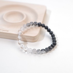 Bracelet extensible unisexe en quartz rutilé noir naturel et obsidienne, perles rondes, bijoux fantaisie en pierres précieuses - Product Image 4