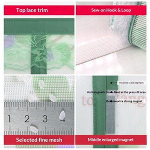 Rideau de porte de chambre anti-moustiques magnétique en polyester moderne de qualité supérieure avec cadre complet à crochets et boucles pour une entrée mains libres - Product Image 4