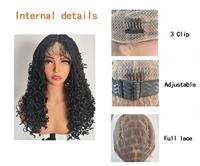 Perruque tressée à la main en dentelle complète de 24 pouces, 500g, noire, 3 brins, effet vague d'eau, tresses carrées superposées, pour toutes les occasions