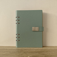 A5 personnalisé feuilles mobiles 6 trous évider cahier d'affaires transfrontalier PU bord de l'huile couverture en cuir impression de logo cahier Journal