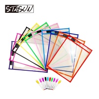 STASUN Poche effaçable à sec Poche d'écriture éducative pour enfants Pratique du dessin PVC transparent PET Poches effaçables à sec réutilisables Manches
