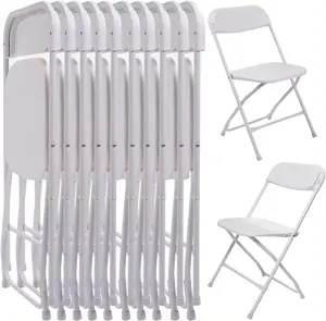 Kursi lipat taman luar ruangan, kursi lipat plastik putih untuk acara berkemah taman luar ruangan murah