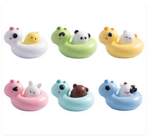 A granel pequeño lindo dibujos animados 3D unicornio anillo de natación con Gato Panda pato vaca oso conejo estatuilla animales de resina para niños <span class=keywords><strong>juguetes</strong></span> de <span class=keywords><strong>bomba</strong></span> de baño - Product Image 6