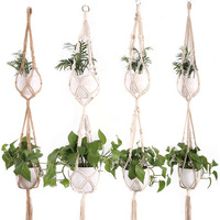 Boho Home Decor Macramé Plante Cintres Intérieur Tenture Murale Jardinière Panier Fleur Pot Titulaire