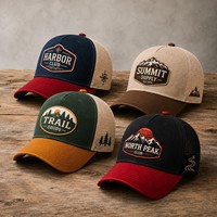 Gorra Trucker Personalizada Bordada para Exteriores, de 6 Paneles, Malla, Cierre Ajustable, Estilo Montaña y Puerto, Venta al por Mayor, OEM, MOQ Bajo