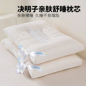 Oreiller en graines de Cassia, pur coton, rectangulaire, fermeté moyenne, soutien cervical pour enfant, aide au sommeil thérapeutique, noyau d'oreiller individuel, blanc - Product Image 2