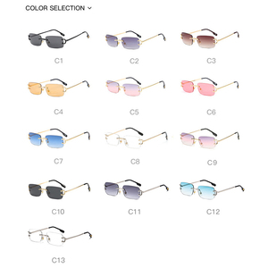 HBK Nuovi <span class=keywords><strong>Occhiali</strong></span> <span class=keywords><strong>da</strong></span> <span class=keywords><strong>Sole</strong></span> Quadrati di Lusso per Uomo, Senza Montatura, in Lega, Stile Vintage Retrò, Rettangolari, Blu, <span class=keywords><strong>con</strong></span> Logo Personalizzato, UV400 - Product Image 6