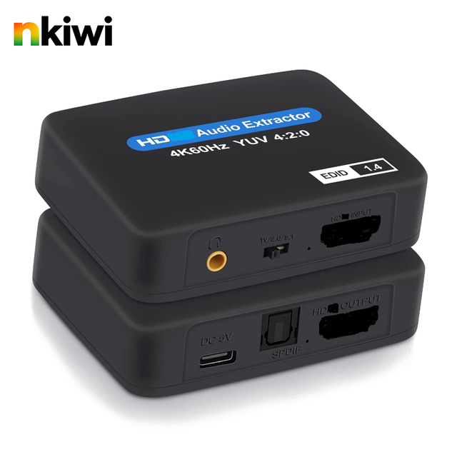 NKIWI HDMI-Compatible 4K 1.4 to 2.0 ARC Audio Extractor Converter Adapter with HDCP1.4 Stereo 5.1 Optical