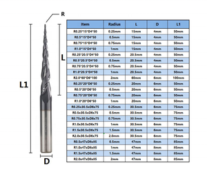 LISCA – fraises à bout conique en carbure massif, 2 cannelures, fraises à graver HRC55 CNC, fraises à graver sur bois et <span class=keywords><strong>métal</strong></span> - Product Image 3