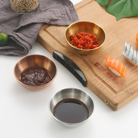 Mini bol à condiments en acier inoxydable, bord lisse, finition brossée, pour sauce, trempette, épices, vaisselle de cuisine, commande en gros, plateau à sauce en métal