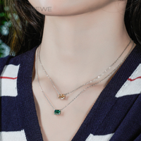Collier GIGAJEWE en moissanite 2 carats, taille Pixel, couleur cyan et or, en argent sterling 925, pendentif unique à taille barre opposée 6x8mm pour femme