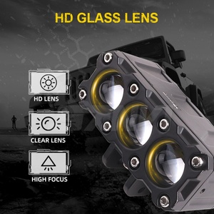 Sanvi New Arrival Three Led Spotlight Dual Color Motorcycle Led Projector Lens Car Led Fog Light Headlights Lens 60w Amber LED - Product Image 6