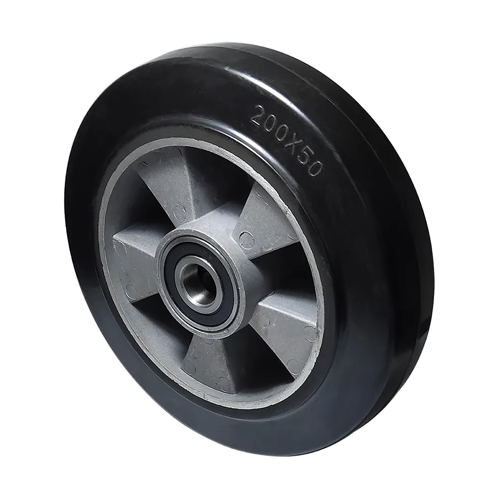 Guangdong manufacture high quality heavy duty aluminum core 4 5 6 8 10 inch Rubber caster wheels 7 inch trolley wheel